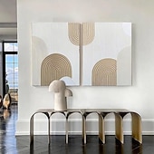 preiswerte Stillleben-Gemälde-handgemachtes beiges Bogengemälde Wandkunst beige 3D minimalistisches Strukturgemälde beige minimalistisches Wandkunst ein Paar beige Gemälde neutrale Leinwandkunst