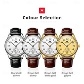 Недорогие Кварцевые часы-OLEVS Мужчины Кварцевые Минималистский Мода Наручные часы Светящийся Календарь ЗАЩИТА ОТ ВЛАГИ Украшение Кожа Часы