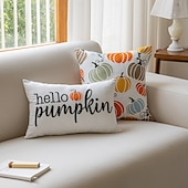 billiga Halloween Sovrum-Halloween Broderade Pumpor Dekorativa Toss Kuddar Överdrag 1PC Mjukt Fyrkantigt Kuddskydd Höstkudde för Sovrum Vardagsrum Soffa Stol