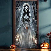 olcso Halloween dekoráció-halloween ajtódíszek szellem menyasszony halloween ajtóborítók ajtó kárpit ajtófüggöny dekoráció háttér ajtó transzparens bejárati ajtóhoz parasztház ünnepi parti dekorációs kellékek