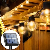 economico Striscie luci ad energia solare-stringa di lampadine solari impermeabili per esterni natale g50 lampadina luce matrimonio giardino fata luce festa di natale vacanza campeggio esterno balcone decorazione del paesaggio