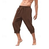 abordables Fondos-Retro Antiguo Medieval Renacimiento pantalones piratas Feria del Renacimiento caballero celta Ranger Color sólido Hombre Pirata Fantasía Víspera de Todos los Santos Carnaval Mascarada Rendimiento