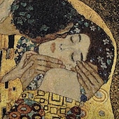 olcso Jacquard szőtt kárpitok-jacquard szőtt gobelin gobelin aubusson fali függöny klimt a szerető szövőszék pamut szövés nappali hálószoba dekoráció (bot és bojt nélkül)