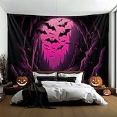billige Halloween dekorasjon-rosa flaggermus hengende billedvev veggkunst stor billedvev veggmaleri dekor fotografi bakteppe teppe gardin hjem soverom stue dekorasjon