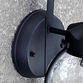 economico applique da esterno-lanterna da parete impermeabile lampada da carrozza esterna applique da parete nera rustica, apparecchio di illuminazione per portico ip54 supporto a parete, paralume in vetro seminato lampada da