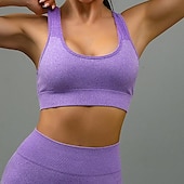voordelige Sport bh&#039;s-Dames Lichte ondersteuning Sport bh&#039;s Running BH Open achterkant Verwijderbare vulling Goede top Gewatteerd Fitness Recreatiesport Hardlopen Ademend Lichtgewicht Zacht Zwart Rood Marine Blauw Effen