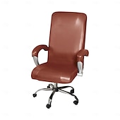 abordables Housse de chaise-housse de chaise de bureau imperméable et extensible - design simple et moderne - housse de chaise d&#039;ordinateur en cuir PU - durable et facile à nettoyer - parfaite pour protéger et améliorer les
