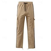 cheap Cargo Pants-Men&#039;s Cargo Pants Cargo Trousers Drawstring Elastic Waist Multi Pocket Stripe Wearable Outdoor Daily Camping &amp; Hiking Fashion Classic Black White