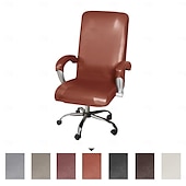abordables Housse de chaise-housse de chaise de bureau imperméable et extensible - design simple et moderne - housse de chaise d&#039;ordinateur en cuir PU - durable et facile à nettoyer - parfaite pour protéger et améliorer les