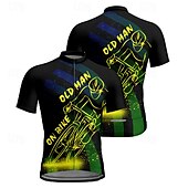 お買い得  メンズジャージ-男性用 サイクリングジャージー 半袖 バイク Tシャツ ジャージー トップス 3つのリアポケット付き マウンテンサイクリング 高通気性 速乾性 イエロー グリーン グラフィック スポーツ 衣類