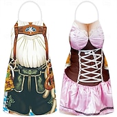 levne zástěry-páry 2ks oktoberfest pivní zástěra dirndl trachtenkleider potisky legrační kostým oktoberfest pár bavorský kostým tradiční styl wiesn karneval látková zástěra halloween karneval