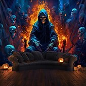 billige Halloween dekorasjon-halloween dekorasjoner grønne hodeskaller hengende billedvev veggkunst stor billedvev veggmaleri dekor fotografi bakteppe teppe gardin hjem soverom stue