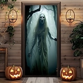 olcso Halloween dekoráció-halloween ajtódíszek szellem menyasszony halloween ajtóborítók ajtó kárpit ajtófüggöny dekoráció háttér ajtó transzparens bejárati ajtóhoz parasztház ünnepi parti dekorációs kellékek