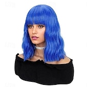 abordables Perruques de fête-perruque courte bouclée avec frange perruque courte pour femmes filles longueur d&#039;épaule synthétique carnaval cosplay fête perruque costume perruques
