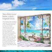 Недорогие Тапестри́ на океа́нском пляже-Window Landscape Wall Tapestry Art Decor Blanket Curtain Hanging Home Bedroom Living Room Decoration Coconut Tree Sea Ocean Beach