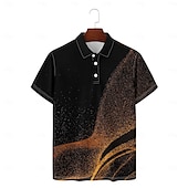 billige Geometrisk polo for menn-fritidspolosett for menn med 3d-utskrift daglig bruk kortermet turndown-poloskjorter svart vår og sommer s m l mikroelastisk jakkeslagspolo