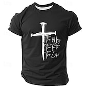 cheap Faith T shirts-Men&#039;s Cross Christian T Shirt Short Sleeve T shirt 3D Print Crew Neck Shirt Retro Vintage Casual Street Casual Bar Black White Blue Spring &amp; Summer Clothing Apparel S M L XL 2XL 3XL