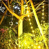 abordables Lumières de cordes solaires-Guirlande lumineuse led 2 en 1 pour camping, extérieur, lampe d&#039;ambiance recyclable, luminaire décoratif d&#039;intérieur, idéal pour un jardin, une tente ou une chambre