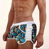 billiga Geometrisk tryck-Herr 3D Print Geometriska mönster Badshorts Boardshorts Beach Shorts Medium Midja Mode Designer Surfing Helgdag Strand Ficka Snörning Elastisk midja Designer Kläder