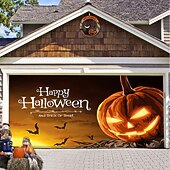 Halloween Door Decorations Halloween Garage Door Cover Pumpkins Jack O Lantern Outdoor Banner Ghost Bats Large Backdrop Decoration for Holiday Out door Decorations Door Home Wall Decorations 37