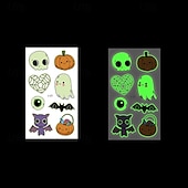 abordables Halloween 2024-Autocollants de tatouage lumineux en toile d&#039;araignée d&#039;halloween, 10 pièces, autocollants de visage de fête de festival lumineux de dessin animé