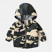 abordables Manteaux et vestes-Garçons 3D Couleur Unie Camouflage Manteau Vêtements d&#039;extérieur manche longue Automne Hiver Mode Basique Petits enfants (4-7 ans) 4-7 ans À capuche Extérieur Occasionnel Quotidien Coupe régulière