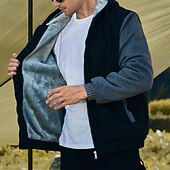 Недорогие мужские базовые толстовки-Муж. Толстовка с капюшоном на молнии Балахон на молнии Флисовая жилетка Черный Синий Светло-серый Темно-серый Капюшон Контрастных цветов Застегнуться Пэчворк Карман