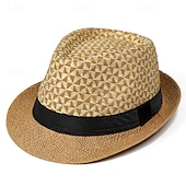 billige Fedora hatt-Herre Kentucky Derby Hat Solhatt Bowlerhatt Svart Kakifarget Lakris Mote Fritid Gate Daglig Fargeblokk Geometrisk Solkrem Pustende