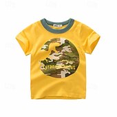 cheap Tees &amp; Shirts-Multi Packs 4pcs Boys Crew Neck Short Sleeves White+Gray+Blue+Yellow T Shirt Tee Top Print Graphic Vacation Daily Wear 100% Cotton Spring &amp; Summer