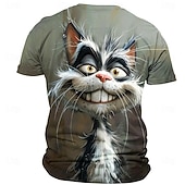  Homens Gráfico Gato Camiseta Manga Curta Camiseta Impressão 3D Gola Redonda Camisa Retro Vintage Casual Estilo de rua Esportes Feriado Para Noite Roxo Cinzento Primavera Verão Roupa S M L XL 2XL 3XL