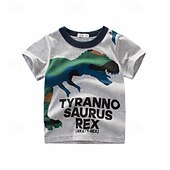 cheap Tees &amp; Shirts-Multi Packs 4pcs Boys Crew Neck Short Sleeves White+Gray+Blue+Yellow T Shirt Tee Top Print Graphic Vacation Daily Wear 100% Cotton Spring &amp; Summer
