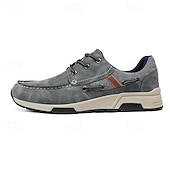 baratos Ténis para Homem-Homens Sapatos casuais masculinos Retro Pele PU Confortável Antiderrapante Com Cadarço Azul Cáqui Cinzento