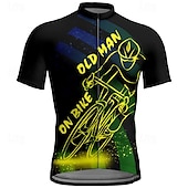 お買い得  メンズジャージ-男性用 サイクリングジャージー 半袖 バイク Tシャツ ジャージー トップス 3つのリアポケット付き マウンテンサイクリング 高通気性 速乾性 イエロー グリーン グラフィック スポーツ 衣類
