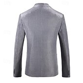 billige Blazere for menn-Herre Blazer Formell kveld Fritid / hverdag Søt Alle årstider 65%Cotton 35%Polyester Ensfarget / vanlig farge Paljetter Fritid Bryllup Enkeltkneppet Blazer Sølv Svart Rød Blå