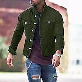 preiswerte Herrenjacken &amp; Herrenmäntel-Herren Leichte Jacke Trucker Jacke Sommerjacke Hemdjacke Urlaub Täglich Tasche Frühling &amp; Herbst Einfach Mode Klassisch Revers Regulär Schwarz Weiß Rot Marineblau Blau Jacken