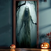 olcso Halloween dekoráció-halloween ajtódíszek szellem menyasszony halloween ajtóborítók ajtó kárpit ajtófüggöny dekoráció háttér ajtó transzparens bejárati ajtóhoz parasztház ünnepi parti dekorációs kellékek