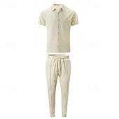 economico camicia da uomo con bottoni-Per uomo Camicia Completo di camicia Camicia estiva Camicia con bottoni Maglietta informale Camicia da spiaggia Nero Bianco Blu Kaki Grigio Manica corta Liscio Collo ripiegabile Hawaiano Per eventi 2
