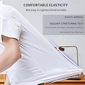 cheap Men&#039;s Dress Shirts-Men&#039;s Dress Shirt Stretch Plain Business / Ceremony / Wedding Black White Pink Navy Blue Short Sleeve Collar Summer Spring Clothing Apparel