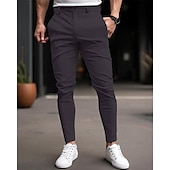 cheap Chinos-Men&#039;s Graduation Trousers Chinos Chino Pants Buttons Pocket Plain Comfort Business Daily Classic Style Black Dark Blue Micro-elastic