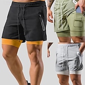 abordables Pantalones cortos de correr-Hombre Pantalones Cortos Running Shorts de gimnasio Pantalones de chándal Correa Bolsillo 2 en 1 con forro de compresión Bermudas Interior Exterior Deporte Verano Secado rápido Ligero Suave Maratón