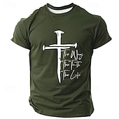 cheap Faith T shirts-Men&#039;s Cross Christian T Shirt Short Sleeve T shirt 3D Print Crew Neck Shirt Retro Vintage Casual Street Casual Bar Black White Blue Spring &amp; Summer Clothing Apparel S M L XL 2XL 3XL
