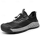 billiga Herrsneakers-Herr Sneakers PU Läder Tyg Bekväm Halksäker Snörning Mandel Svart Grå