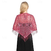 abordables Cape Châle-Châle triangle à paillettes pour femmes, enveloppe à franges, cape de soirée, châle de mariée, écharpe pour robes de soirée, fête
