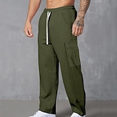 cheap Casual Pants-Men&#039;s Cargo Pants Tactical Pants Trousers Drawstring Elastic Waist Multi Pocket Plain Wearable Outdoor Daily Camping &amp; Hiking Fashion Classic Black Army Green