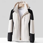 economico Softshell, pile e giacche da escursionismo-Per uomo Giacca Softshell Giubbino da escursione All&#039;aperto Color Block Antivento Resistente all&#039;acqua Giacca a vento Viaggi Grigio scuro Nero Avorio Verde