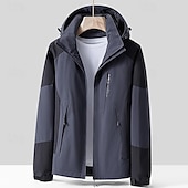 economico Softshell, pile e giacche da escursionismo-Per uomo Giacca Softshell Giubbino da escursione All&#039;aperto Color Block Antivento Resistente all&#039;acqua Giacca a vento Viaggi Grigio scuro Nero Avorio Verde