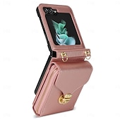 ieftine Carcasă Samsung-telefon Maska Pentru Samsung Galaxy Z Flip 7 Z Flip 6 Z Flip 5 Z Flip 4 Z Flip 3 Capac Spate Fermoar cu Lanyard Loc pentru card Retro TPU PU piele