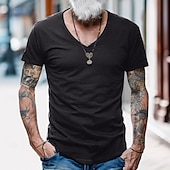 economico T-shirt in Cotone e Lino-Per uomo Maglietta Maglie traspiranti Manica Corta Scollo a V Semplice Sport Essenziale Casual Morbido Casa Streetwear Casual Esercito verde blu navy Nero Maglietta Top per Uomo