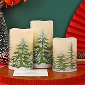 ieftine Lumini de lumânări-lumânări fără flacără cu temporizator lumânări led de ceară cu pilon lumânări pâlpâitoare brad de Crăciun pentru decorarea casei de vacanță set cadou de 3