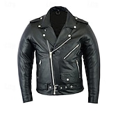 preiswerte Lederjacken-Herren Kunstlederjacke übergangsjacke Mantel Bikerjacke Täglich Outdoorbekleidung Winddicht Tasche Frühling &amp; Herbst Einfach Punk Lässig Revers Regulär Schwarz Wein Blau Braun Jacken